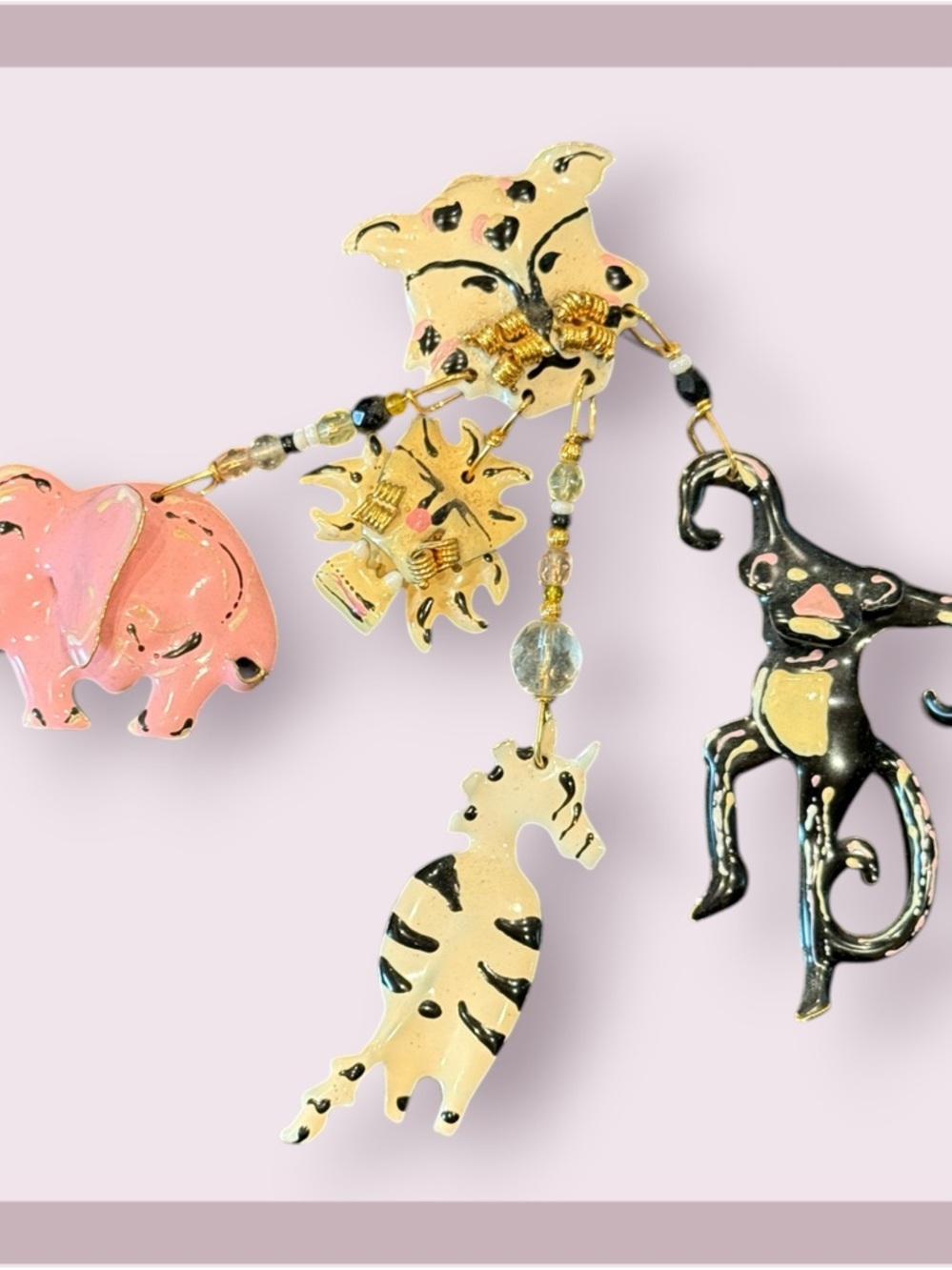 Vintage 1989 Lunch At The Ritz Carte Du Jour “Zoo” Clip On Earrings - Picture 6 of 10